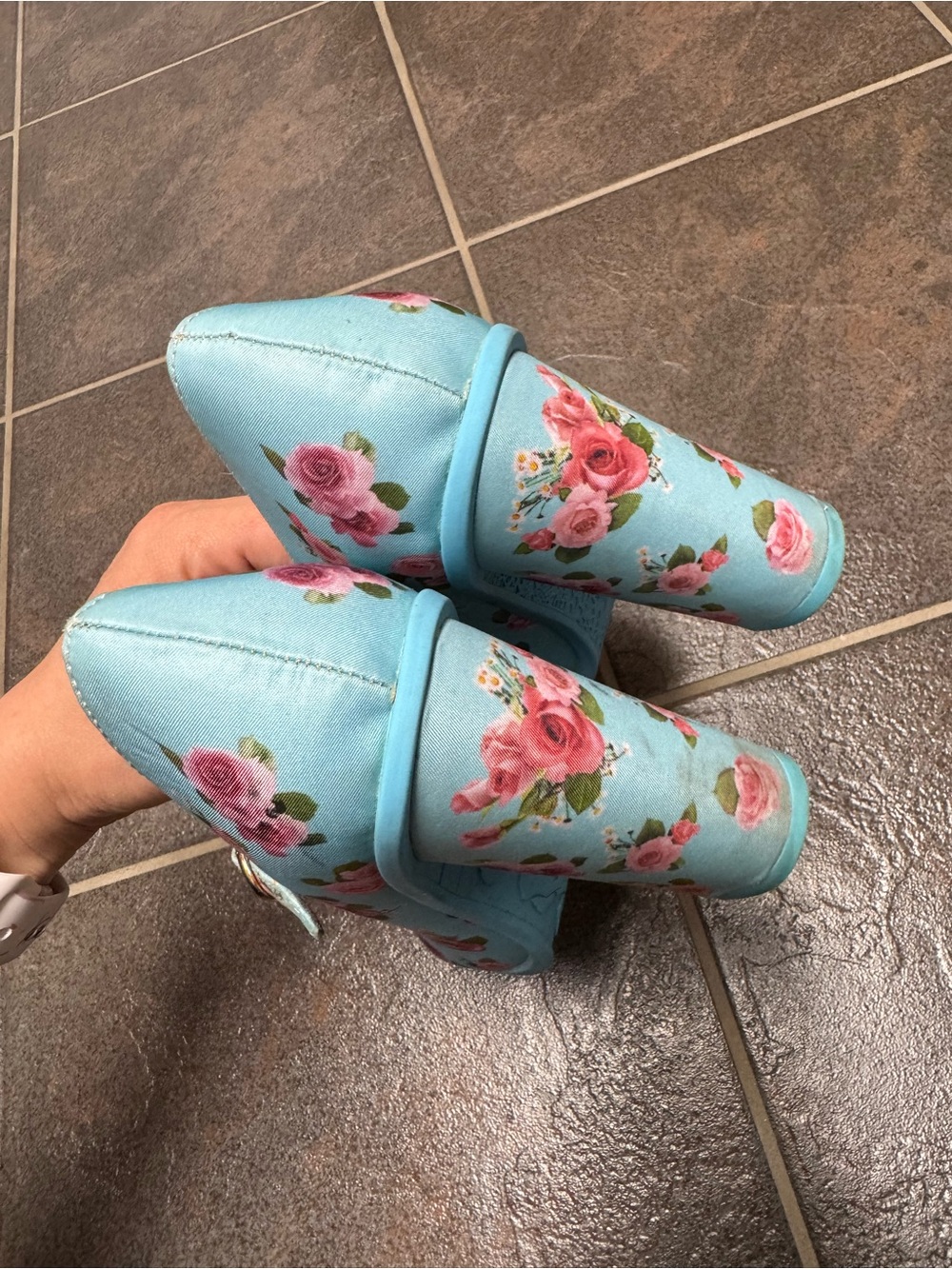 Hot Chocolate Emma Floral Roses Platforms Heels T-Bar Mary Janes Blue EU 37 - Picture 6 of 13